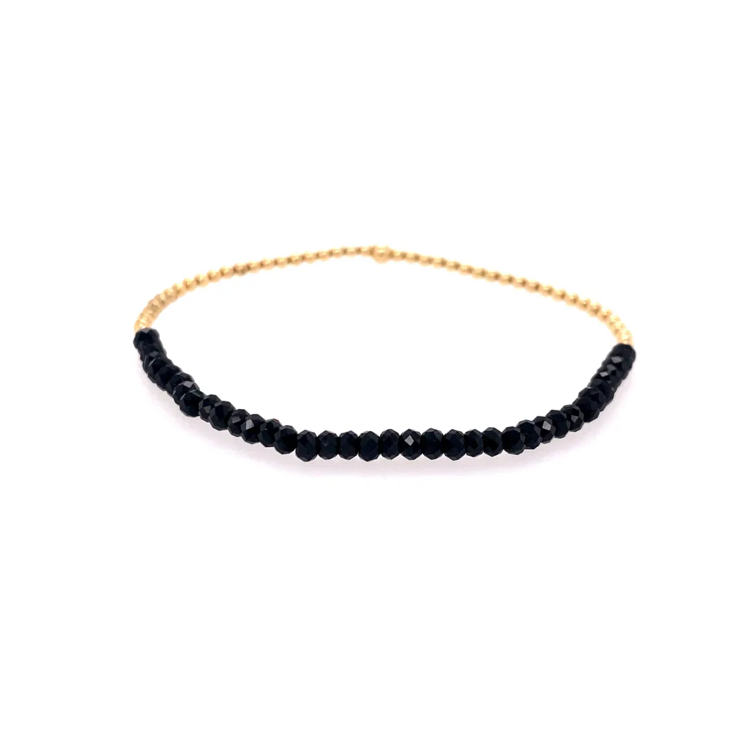 Karen Lazar Stretch 2mm Yellow Gold Black Spinel Bracelet