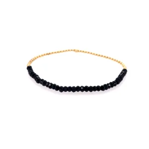 Karen Lazar Stretch 2mm Yellow Gold Black Spinel Bracelet