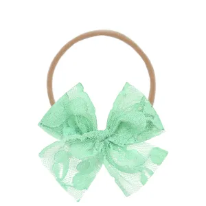Lace Bow - Mint Headband