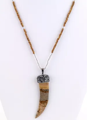 Large Stone Horn Beaded Necklace