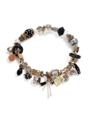 Leaf & Crystal Design Charm Bracelet