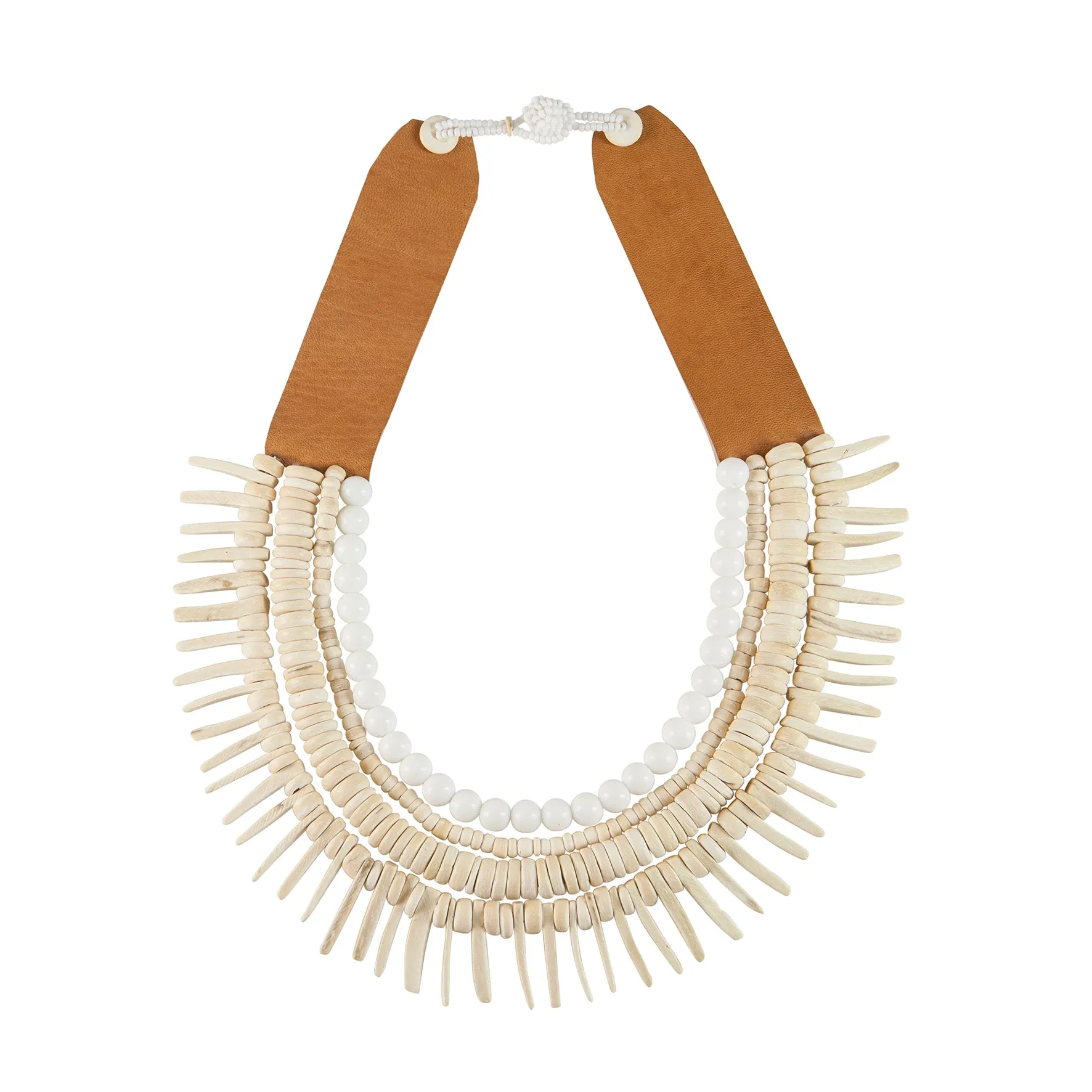 Leather Origin Necklace - WHITE/IVORY