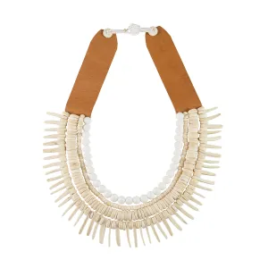 Leather Origin Necklace - WHITE/IVORY