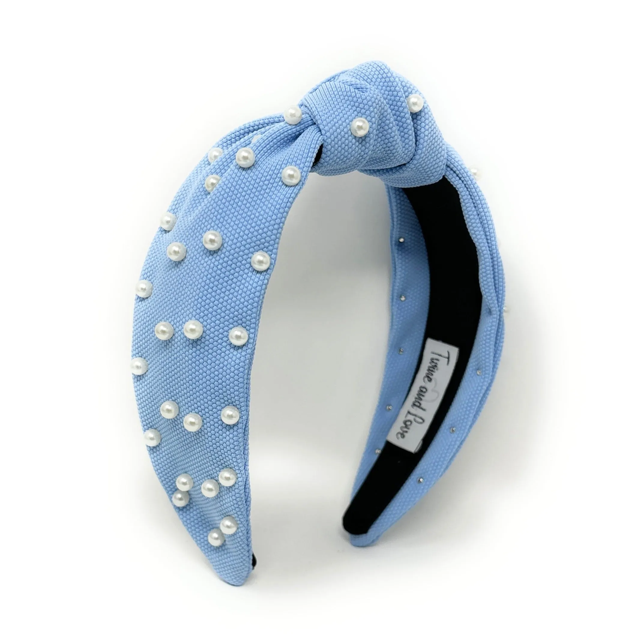 Light Blue White Pearl Knot Headband