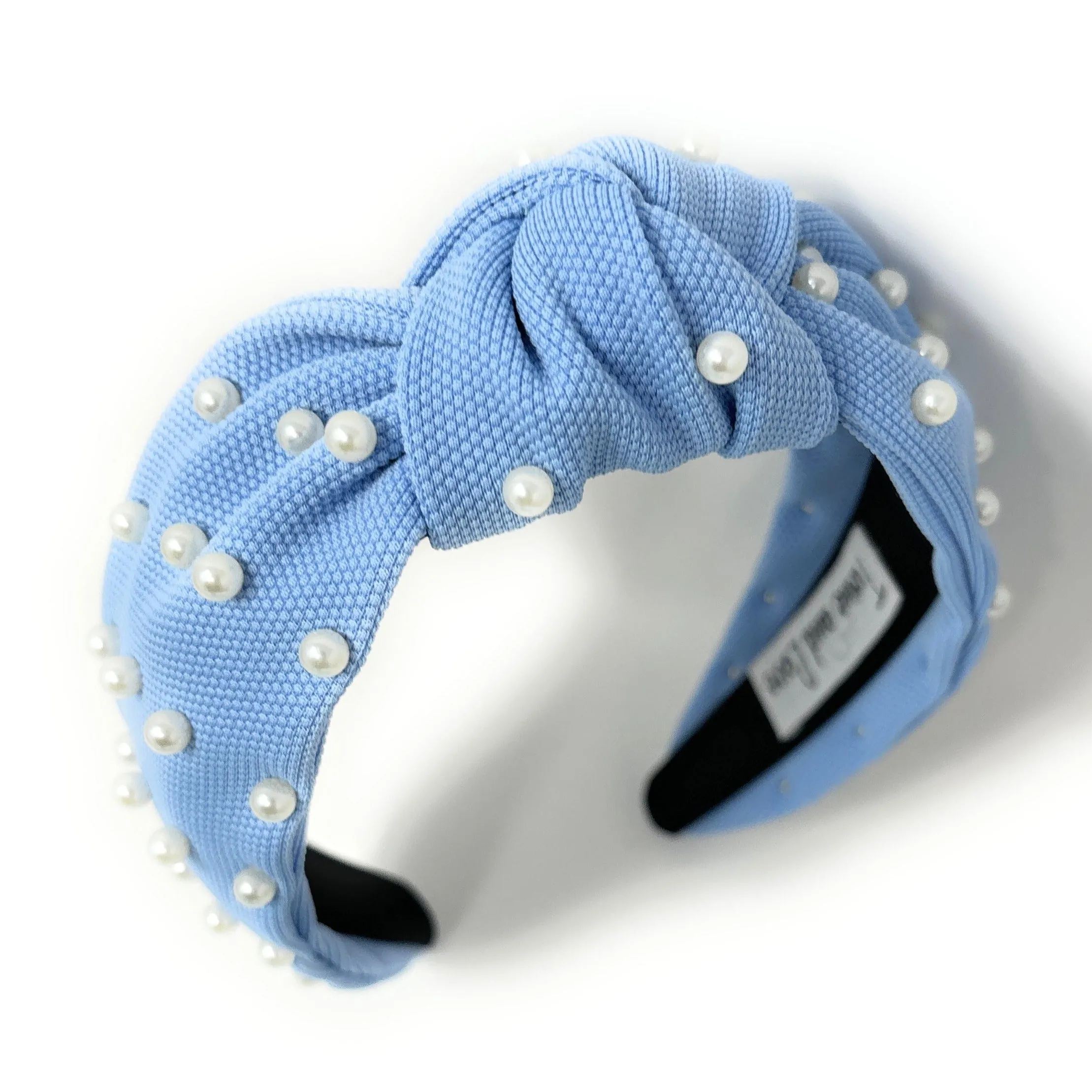 Light Blue White Pearl Knot Headband