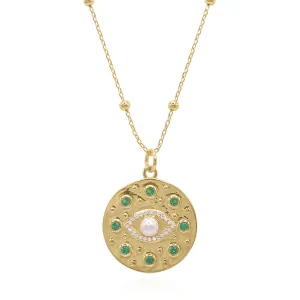 Livia Eye Coin Necklace | 18k Gold Plated
