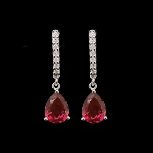 #LVNA2024 |  Teardrop Ruby Gemstones Dangling Diamond Earrings 14kt