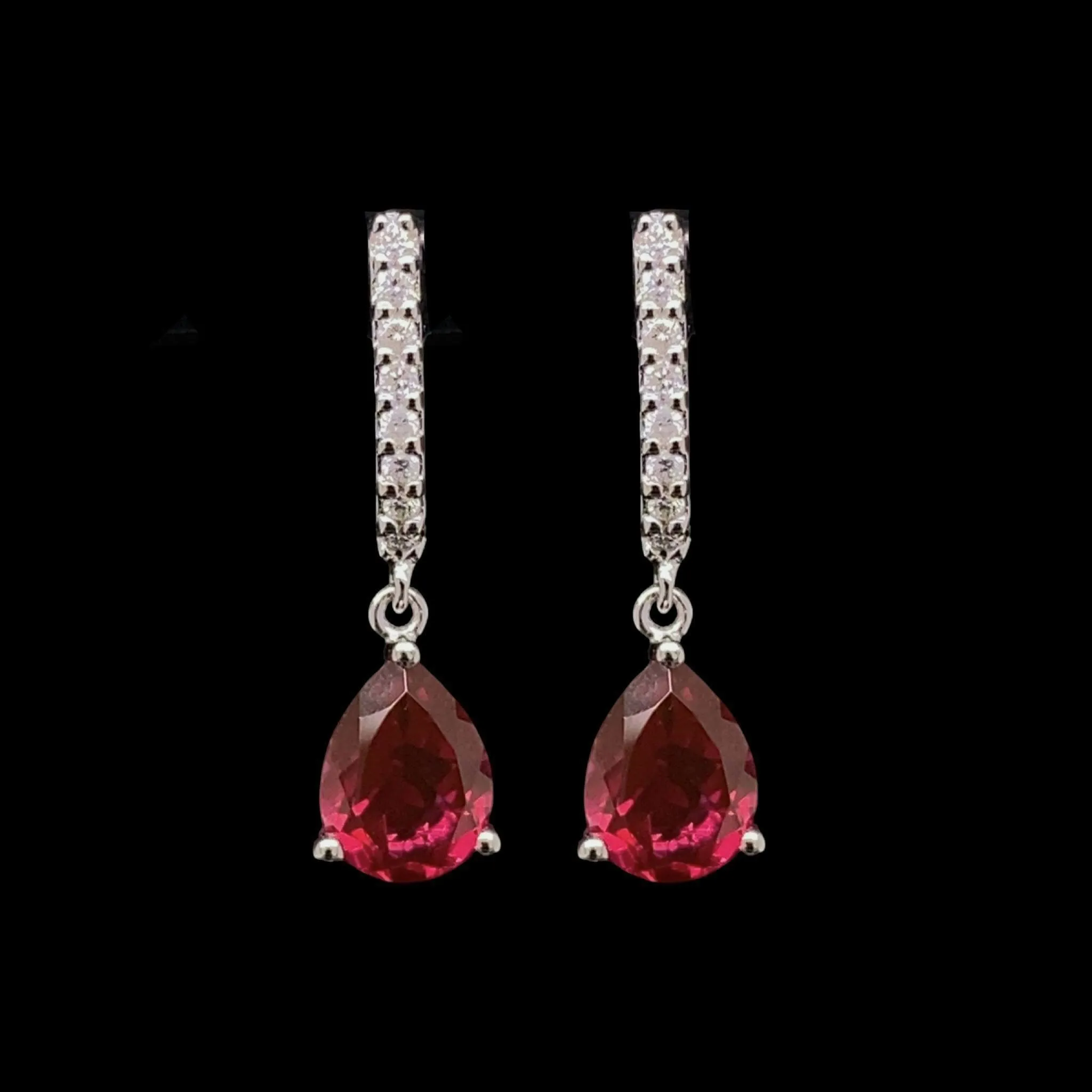 #LVNA2024 |  Teardrop Ruby Gemstones Dangling Diamond Earrings 14kt