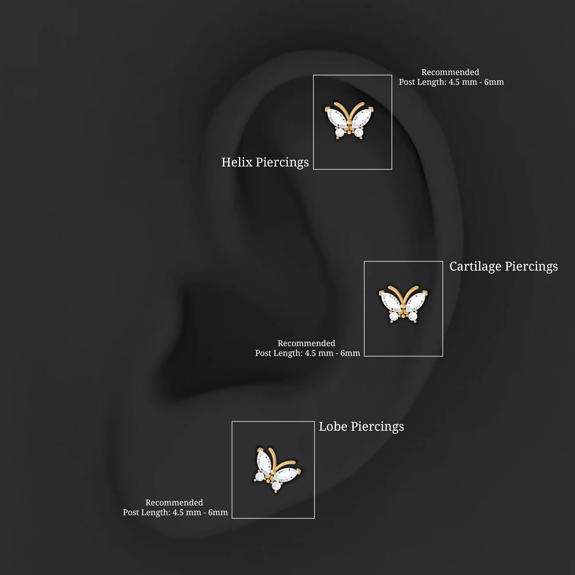 Marquise Diamond Butterfly Cartilage Earring