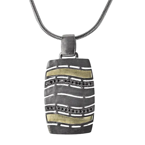 Men's Ruthenium Necklace In 14k Gold With Diamonds