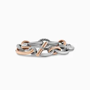 Mercer Melange Bracelet in Sterling Silver with 18K Rose Gold and Pave Cognac Diamonds