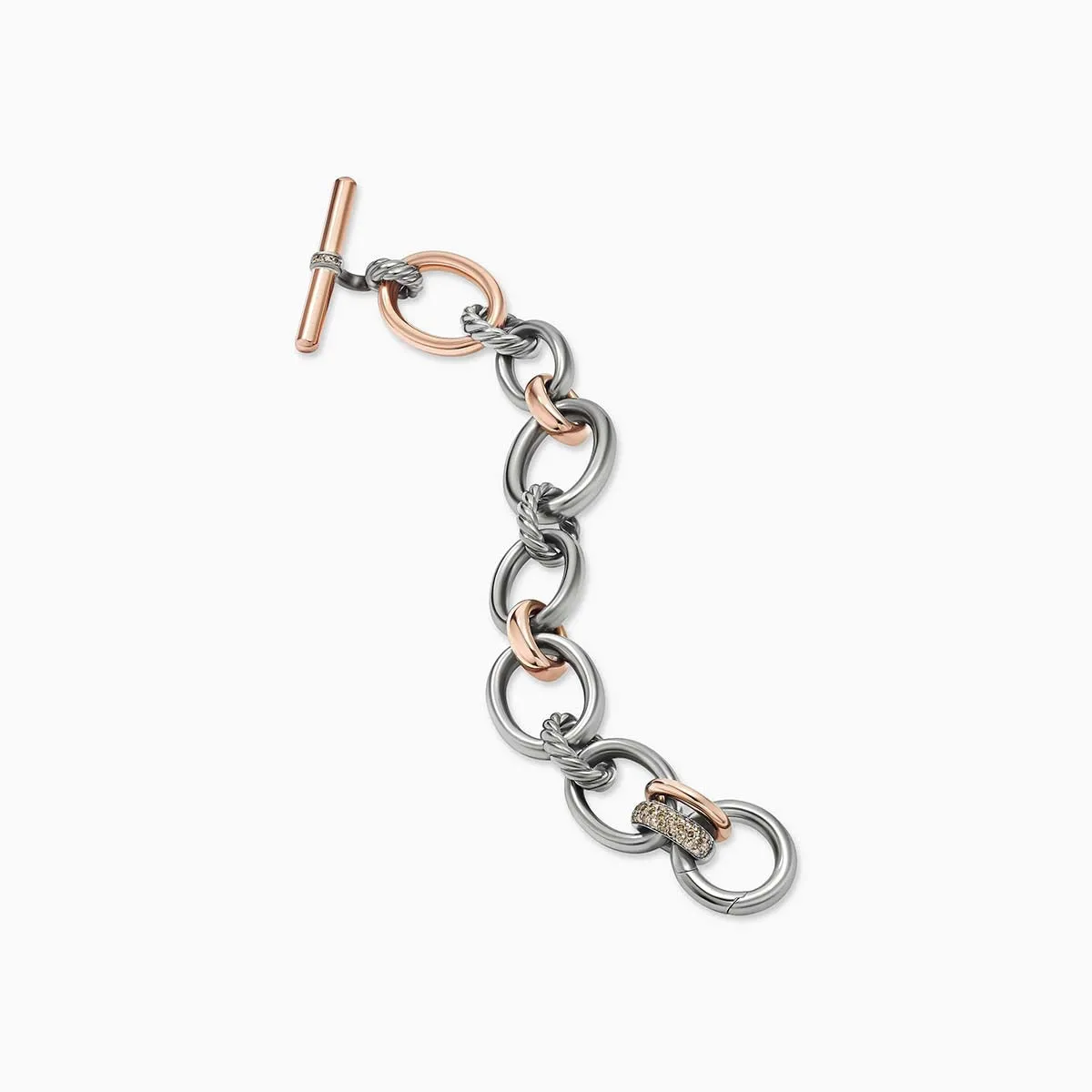 Mercer Melange Bracelet in Sterling Silver with 18K Rose Gold and Pave Cognac Diamonds