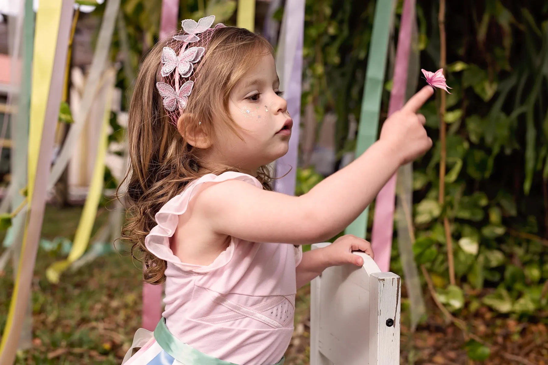 Mesh Butterfly Headband - Pink