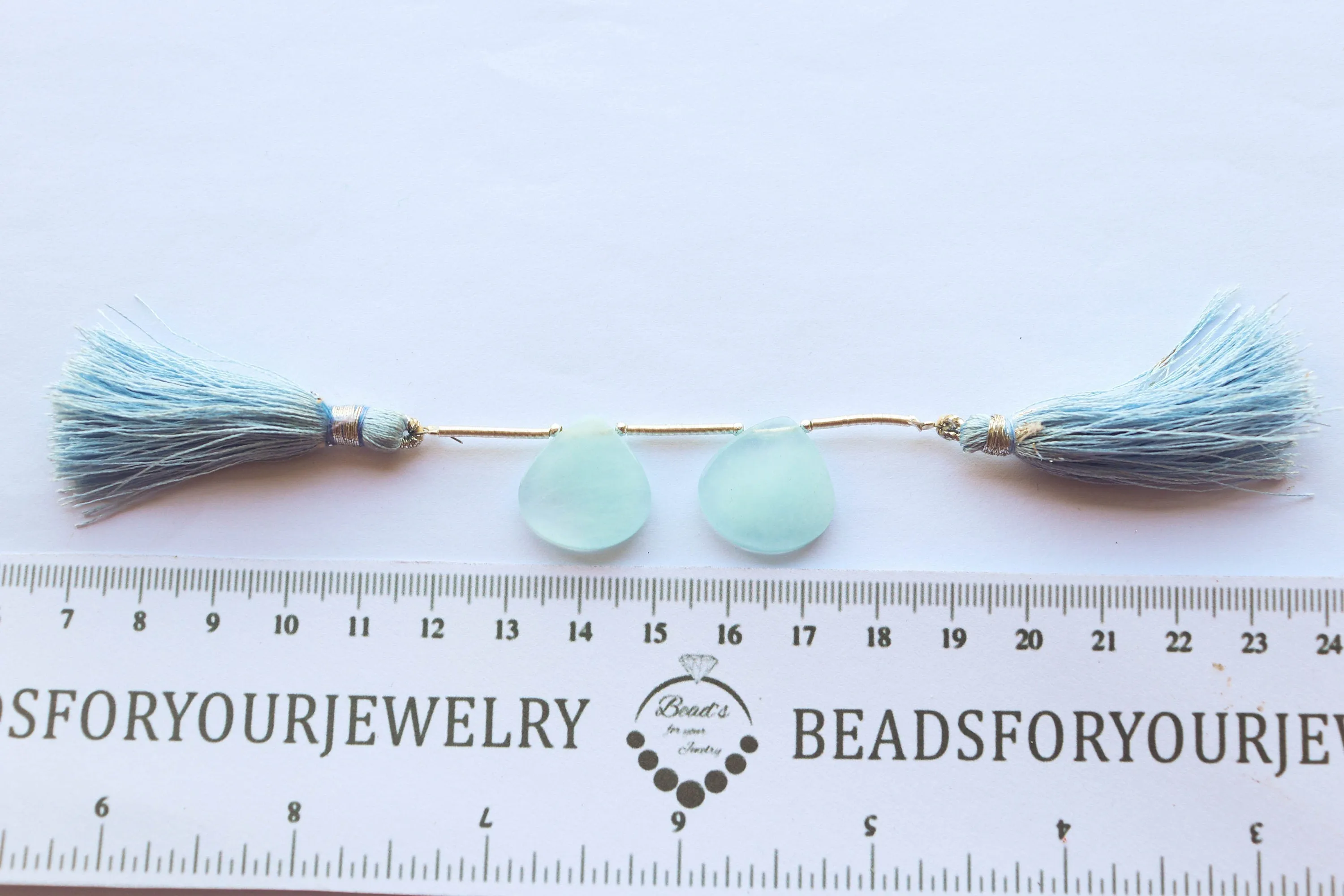 Milky Aquamarine Smooth Flat Pear Briolette | 18x18mm | 2 Pieces / Pair | Natural Aquamarine Gemstone |  Beadsforyourjewellery