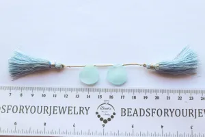 Milky Aquamarine Smooth Flat Pear Briolette | 18x18mm | 2 Pieces / Pair | Natural Aquamarine Gemstone |  Beadsforyourjewellery