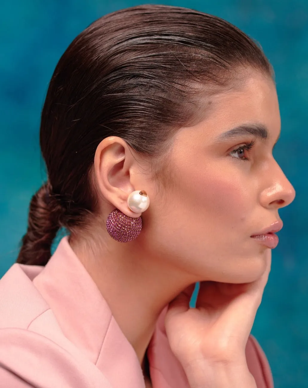Mini Meteor Earrings In Ruby Red