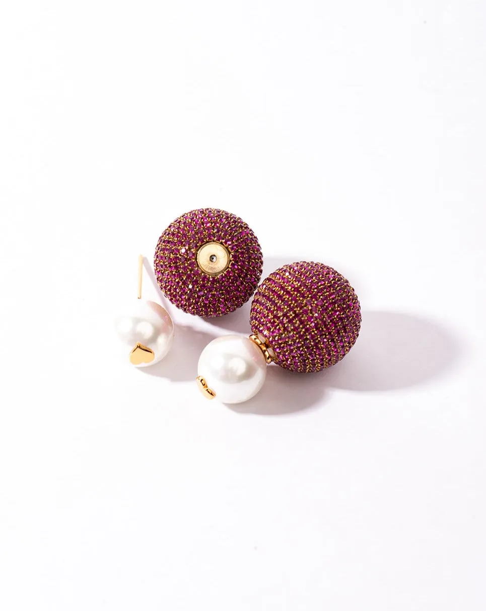 Mini Meteor Earrings In Ruby Red