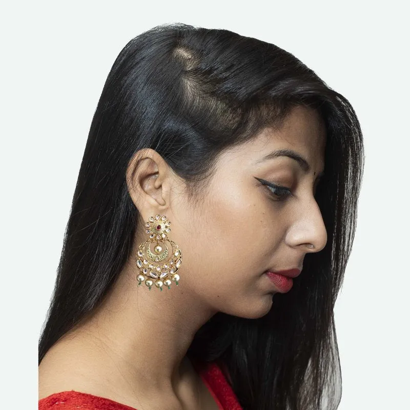 Mint Green Ruby Kundan Chandbali 7505-1016