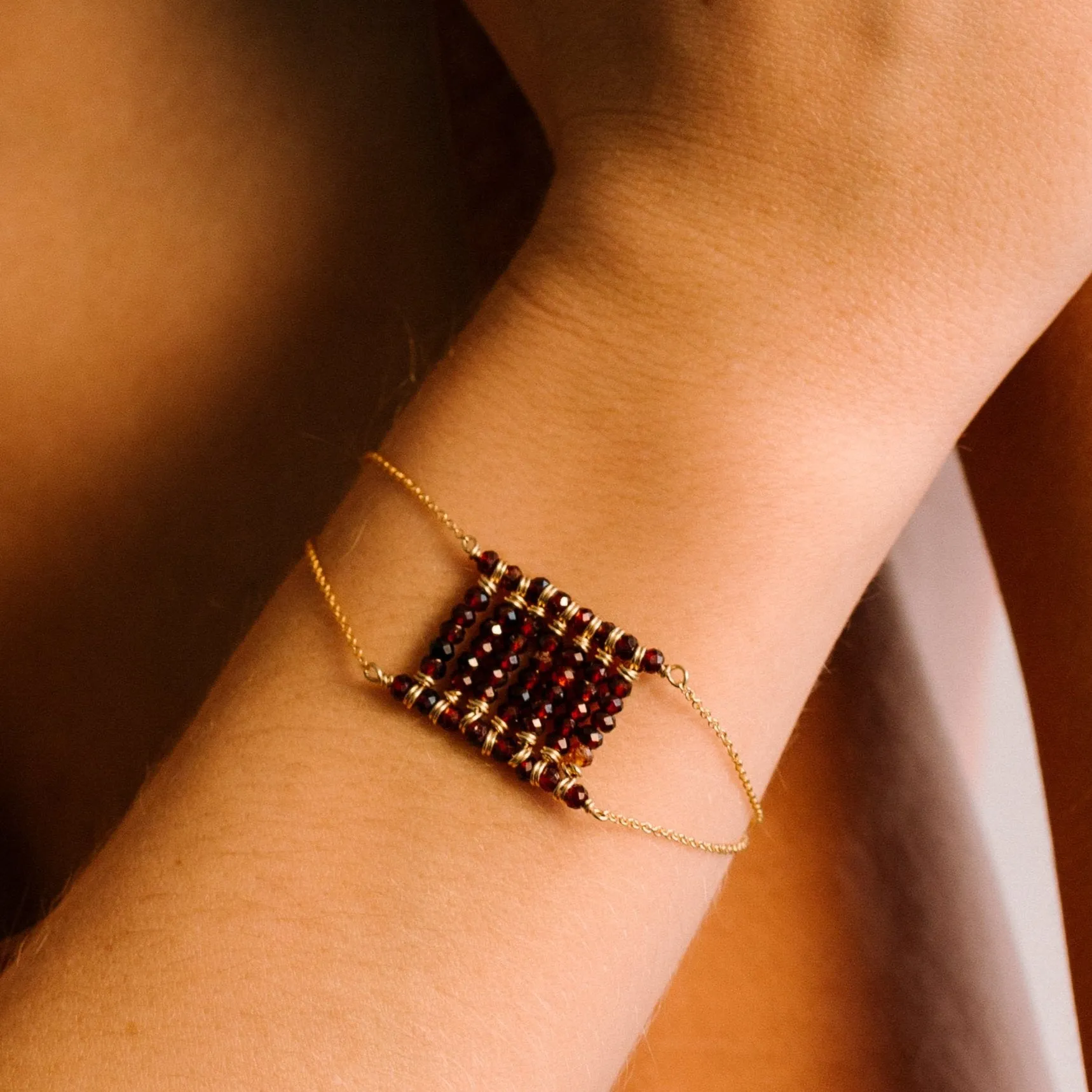 Miranda Bracelet #1 - Garnet & Yellow Gold