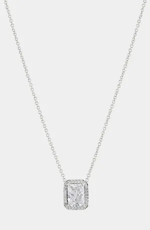 MODERN LOVE EMERALD HALO CZ PENDANT NECKLACE