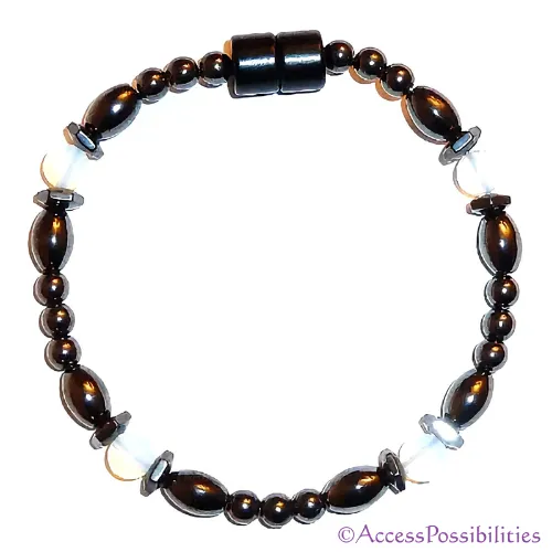Moonstone Hex And Rice Magnetite Magnetic Bracelet