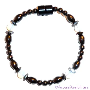 Moonstone Hex And Rice Magnetite Magnetic Bracelet
