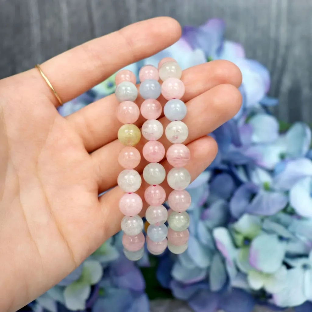 Morganite (Mixed Beryl) Beaded Bracelet