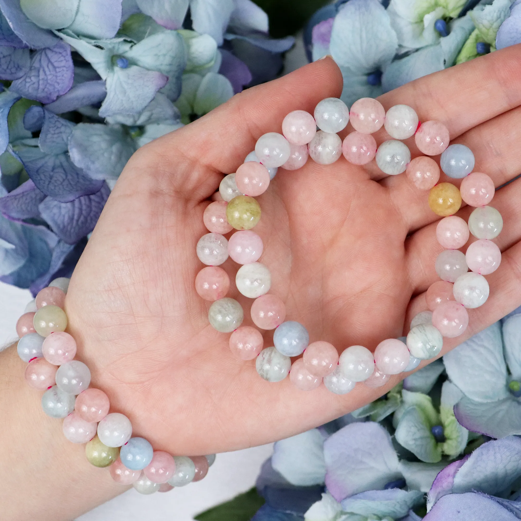 Morganite (Mixed Beryl) Beaded Bracelet