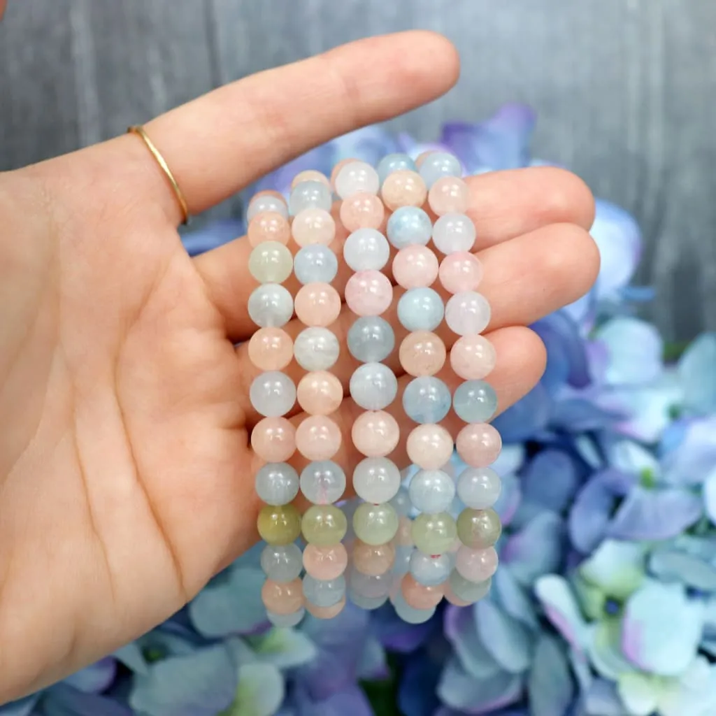 Morganite (Mixed Beryl) Beaded Bracelet