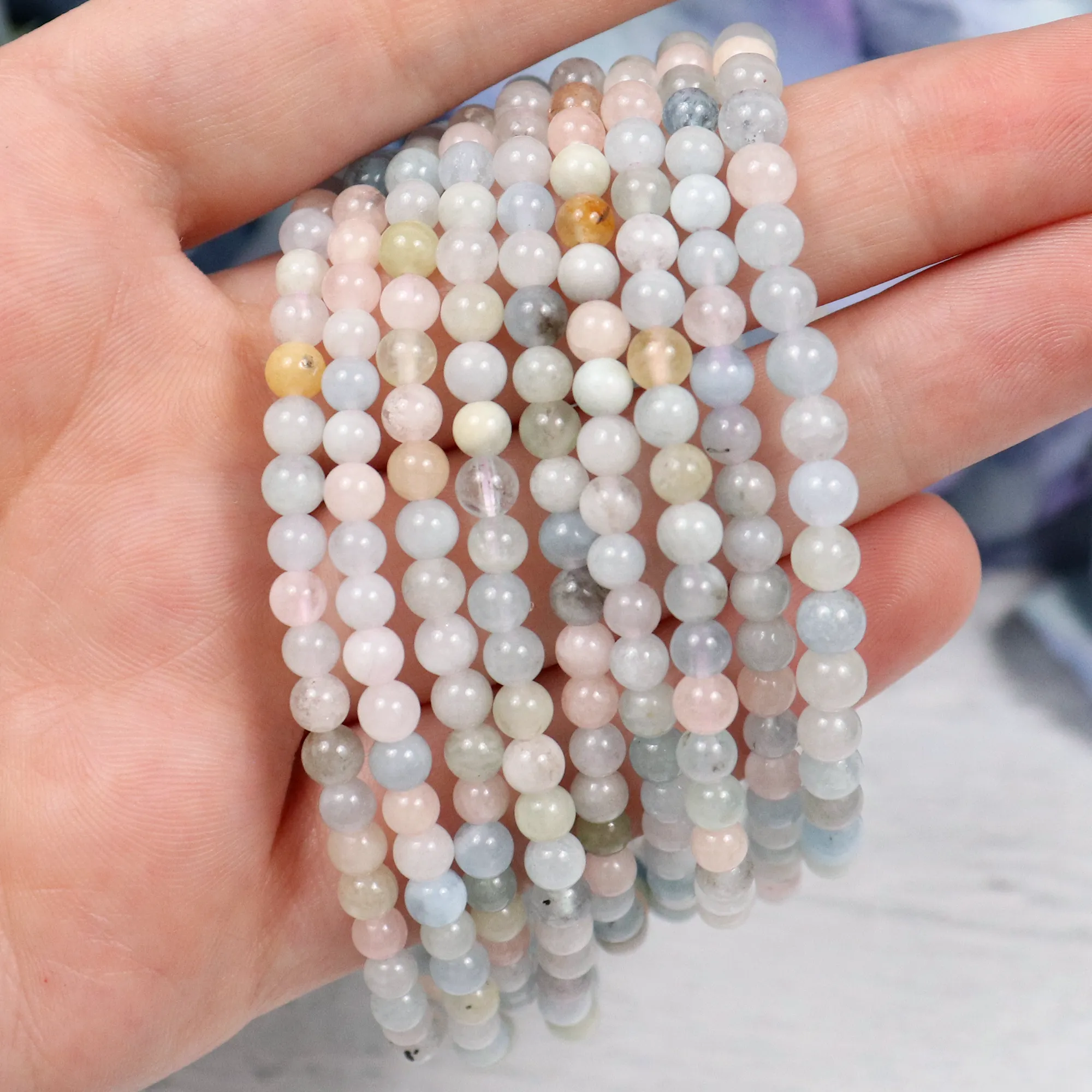 Morganite (Mixed Beryl) Beaded Bracelet