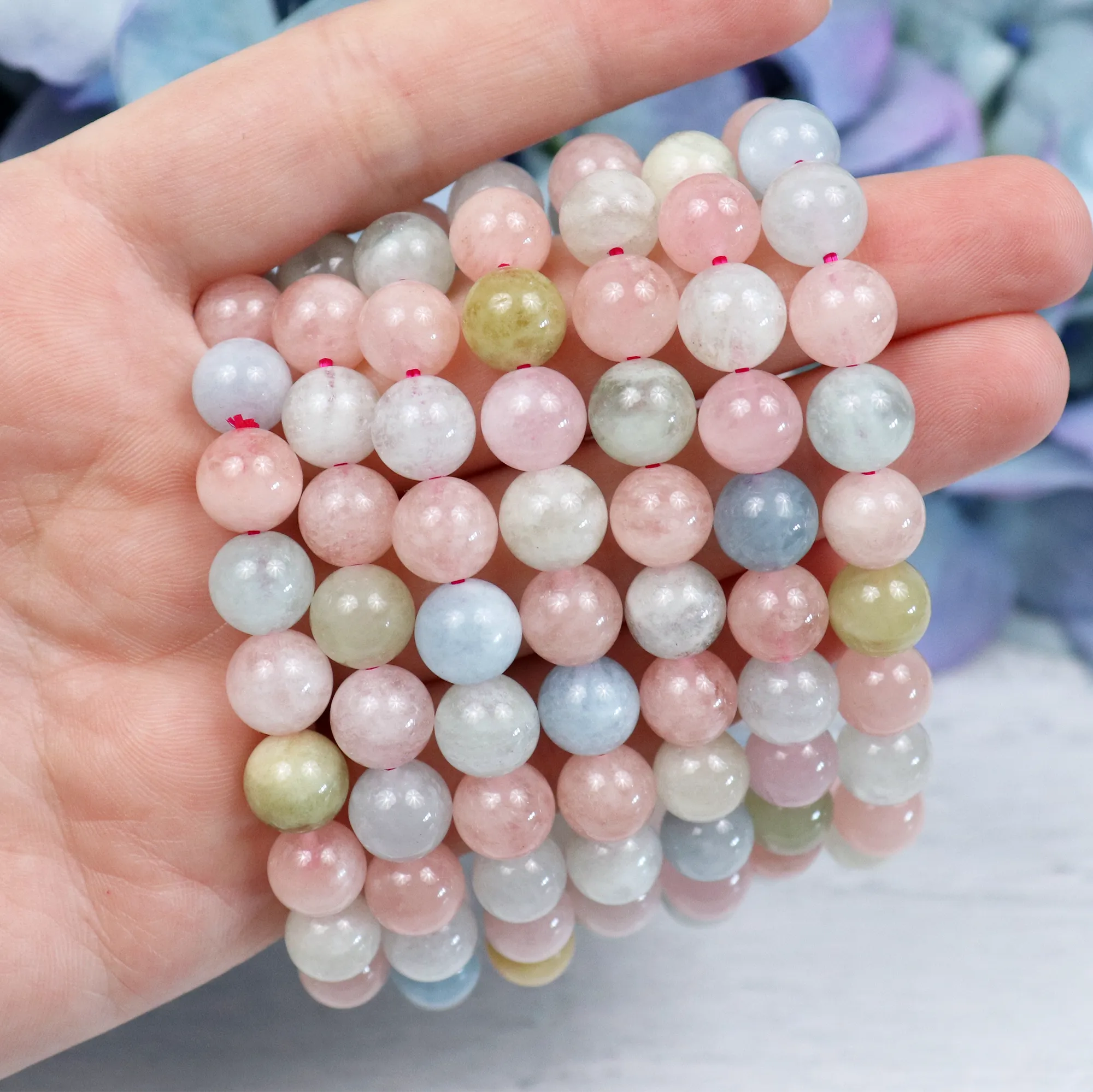 Morganite (Mixed Beryl) Beaded Bracelet
