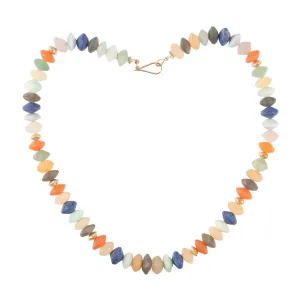 Multi-Gem Honed Bead & High Karat Gold Necklace