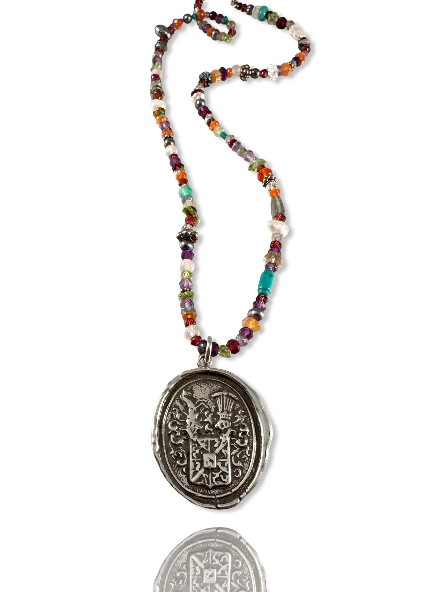 Mythological Unicorn Beaded Gemstone Necklace