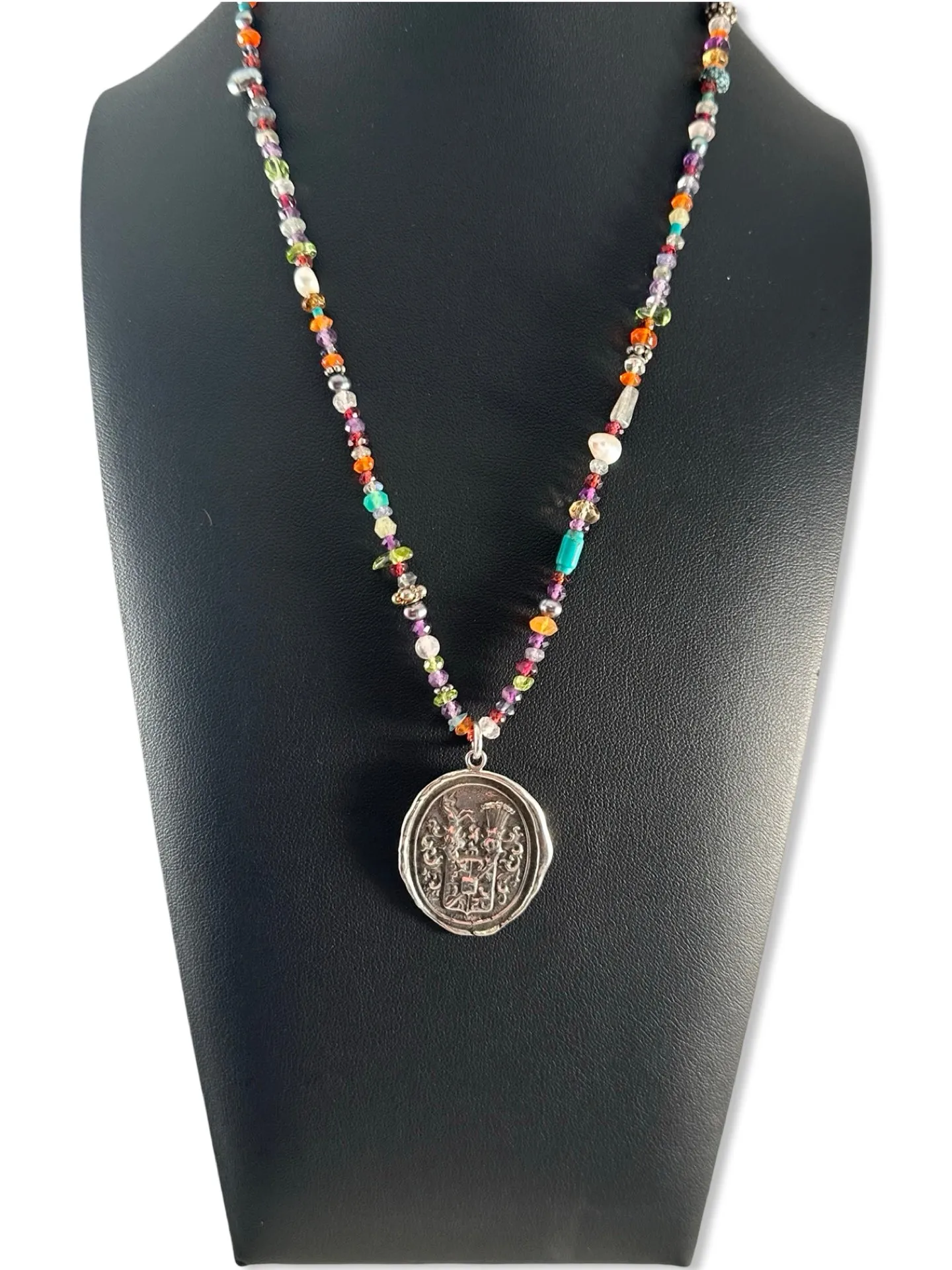 Mythological Unicorn Beaded Gemstone Necklace
