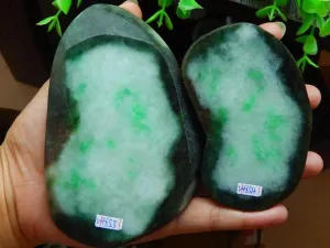 Natural Jade Jadeite Raw (392g, 121X79X19mm) & (149g, 72X43X30mm)