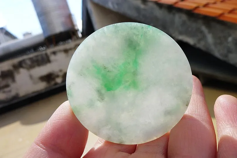 Natural Jade Rough Jadeite Raw (34g,5.2X5.2X0.45cm)