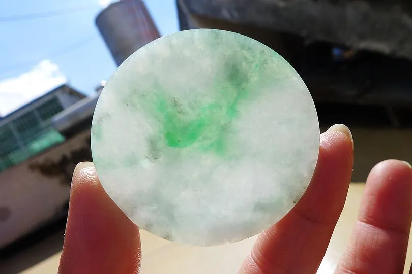 Natural Jade Rough Jadeite Raw (34g,5.2X5.2X0.45cm)