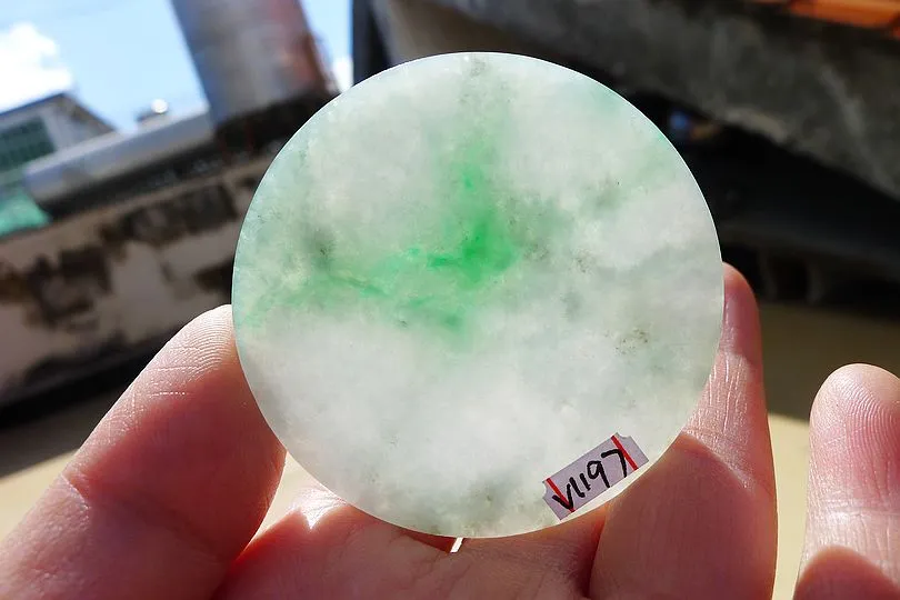 Natural Jade Rough Jadeite Raw (34g,5.2X5.2X0.45cm)
