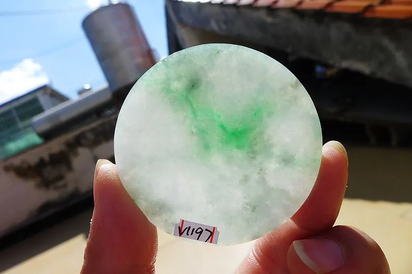 Natural Jade Rough Jadeite Raw (34g,5.2X5.2X0.45cm)