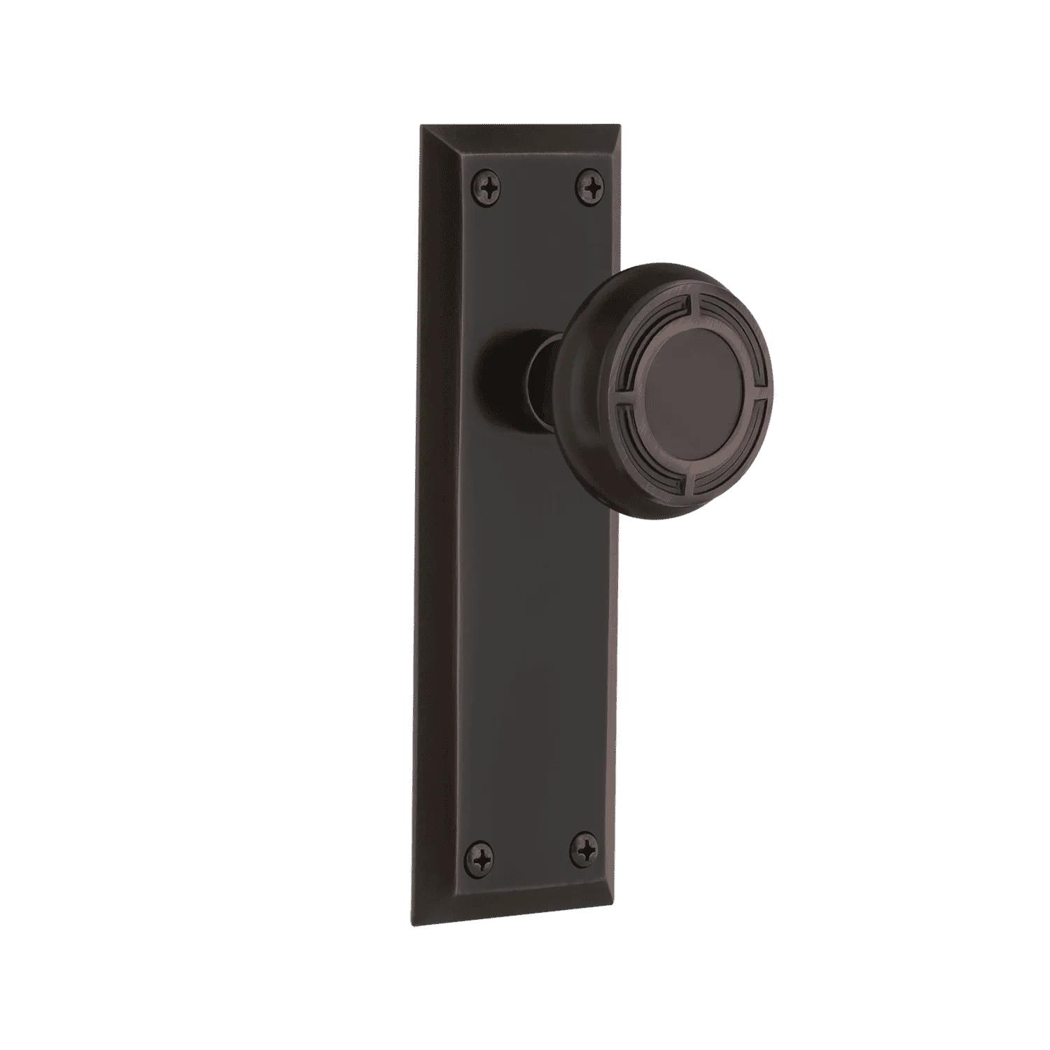New York Long Plate with Mission Knob in Timeless Bronze