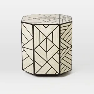 Nola Geometric Bone Inlay Side Table Black