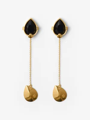 Onyx shield pendant earrings