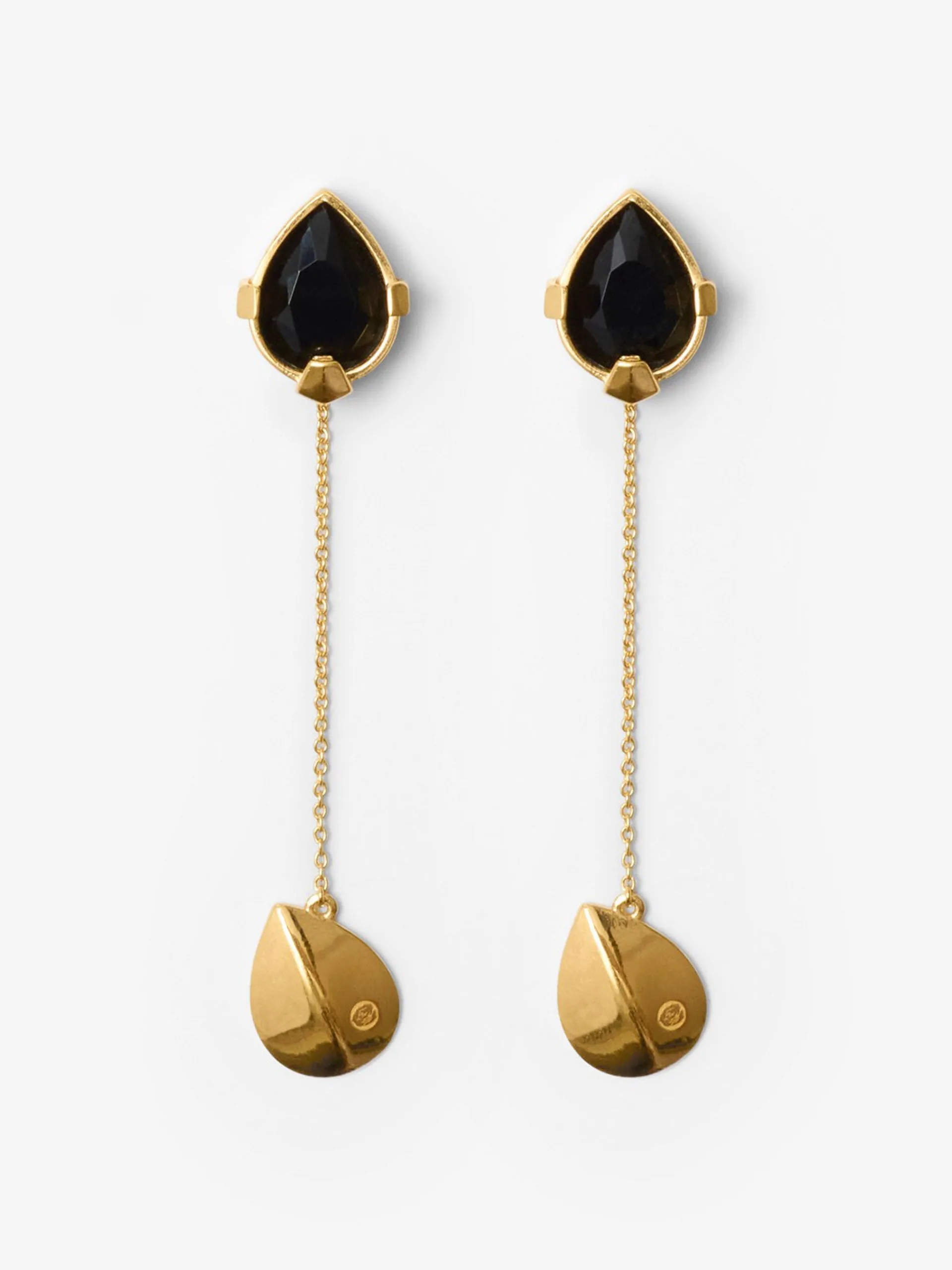 Onyx shield pendant earrings