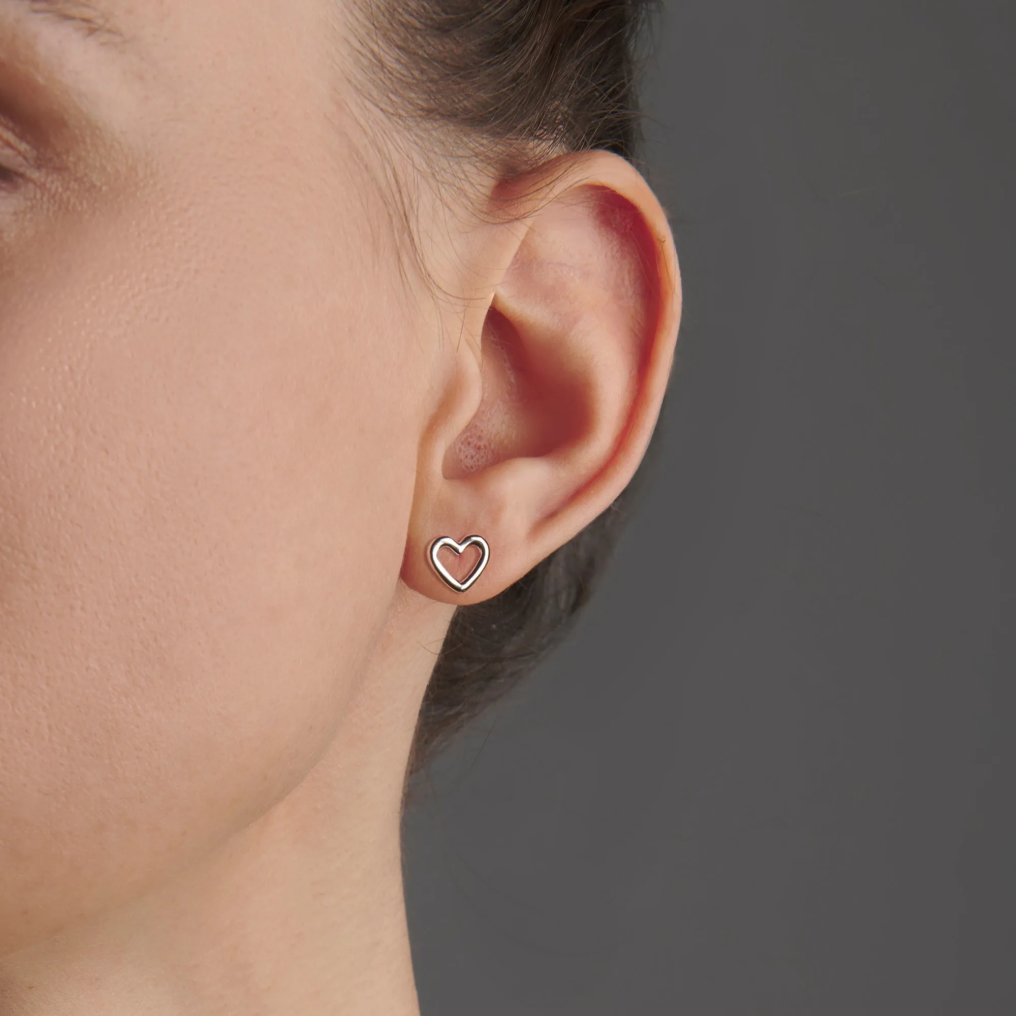 Open Heart Stud Earrings