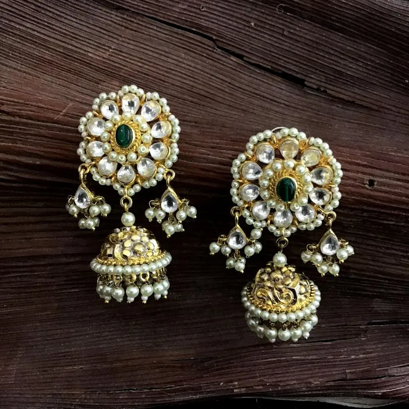 Pachhi Kundan Antique Gold  Jhumki Earring 5638-9703