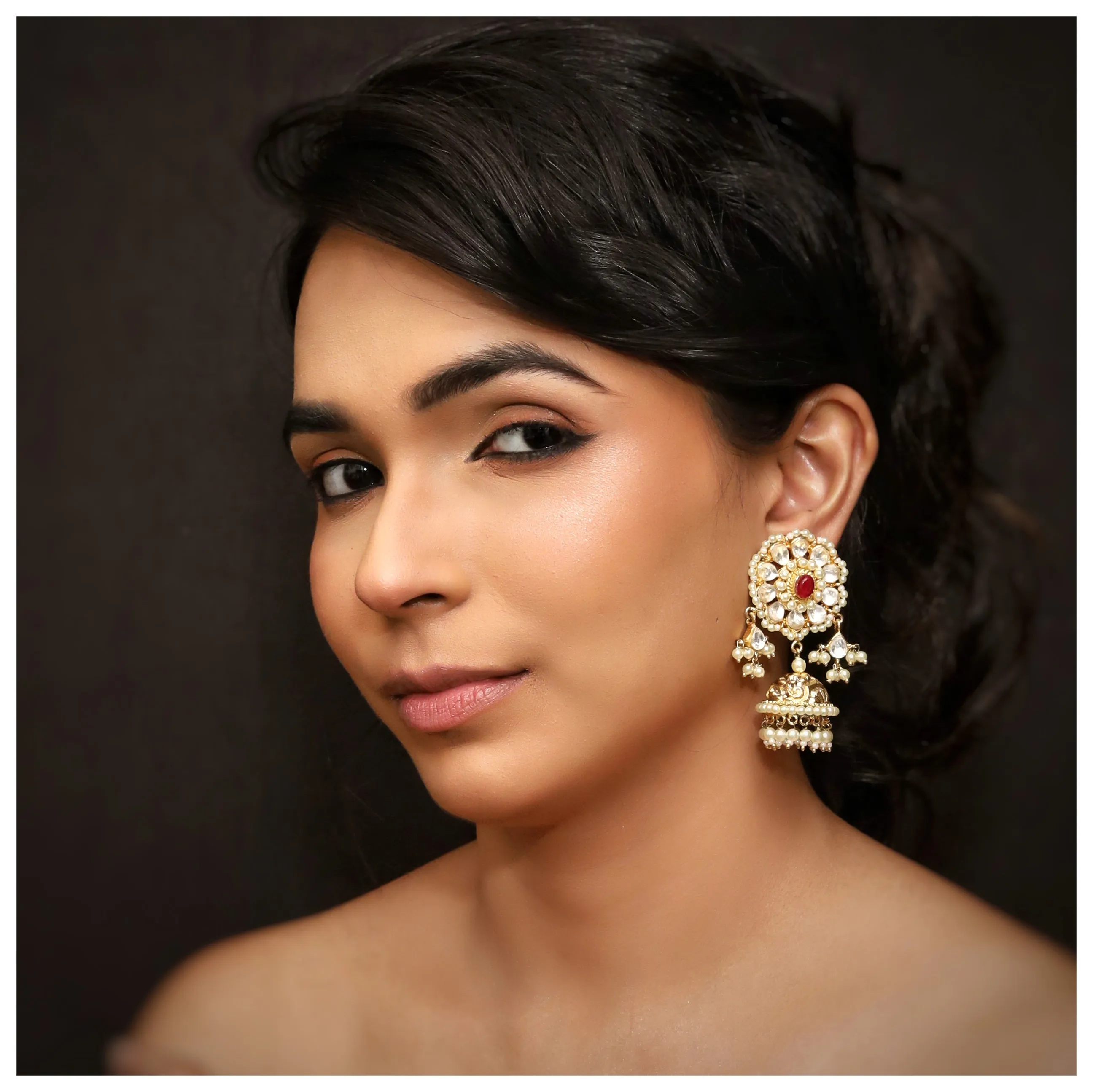 Pachhi Kundan Antique Gold  Jhumki Earring 5638-9703