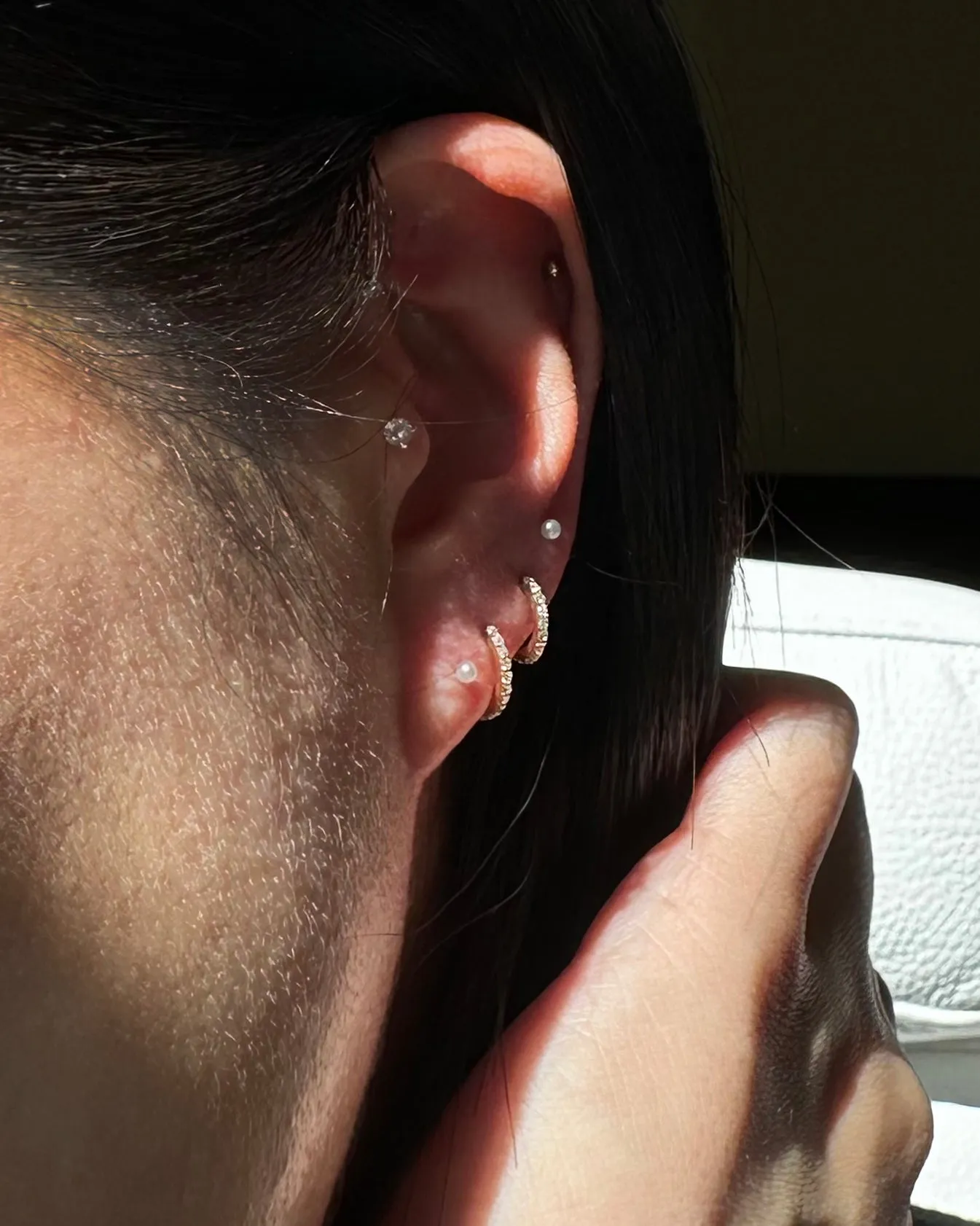 Pave Petite Hoop Earrings
