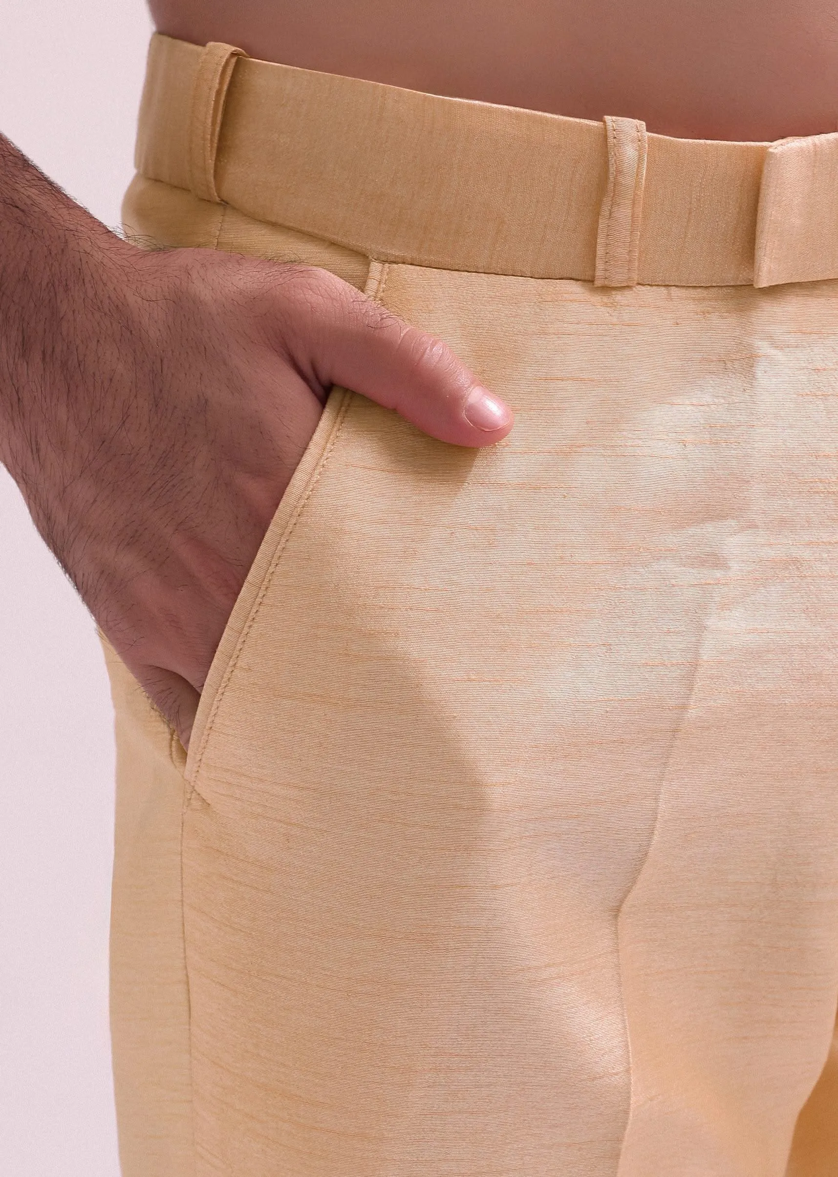 Peach Hand Embellished Lapel Tuxedo With Shirt And Pants
