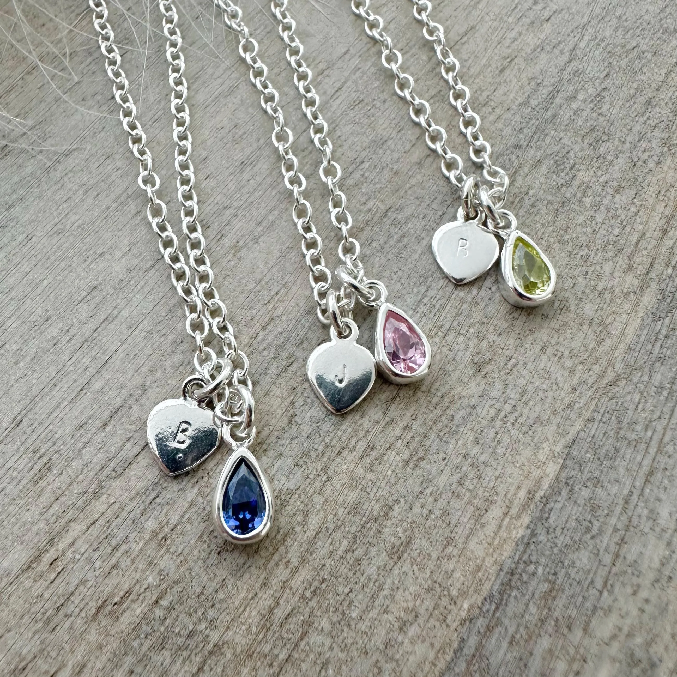 Personalised Cubic zirconia Birthstone Initial Necklace, Birthday gift for women