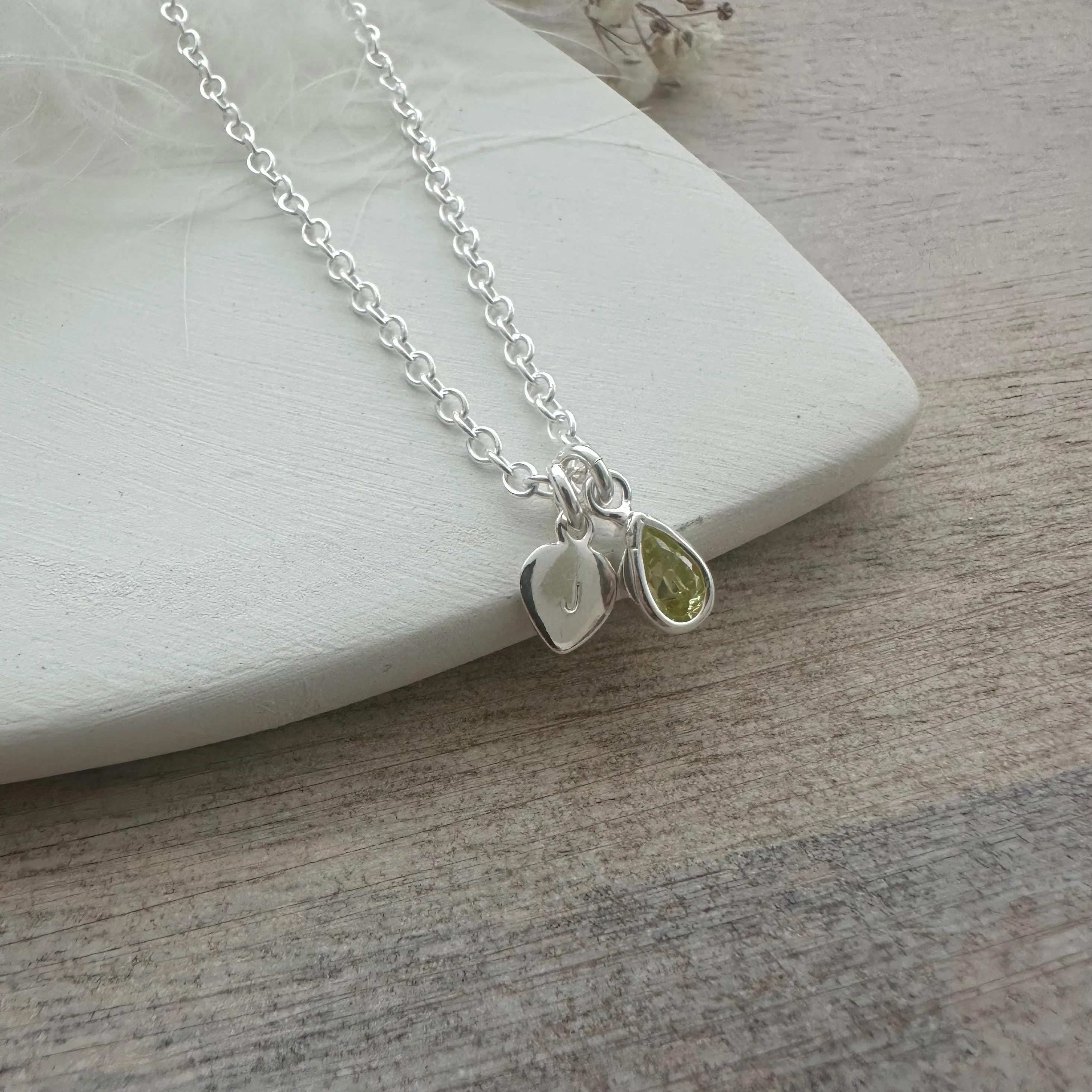 Personalised Cubic zirconia Birthstone Initial Necklace, Birthday gift for women
